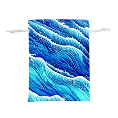 Blue Ocean Wave Watercolor Lightweight Drawstring Pouch (s) by GardenOfOphir