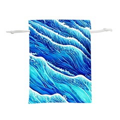 Blue Ocean Wave Watercolor Lightweight Drawstring Pouch (l) by GardenOfOphir