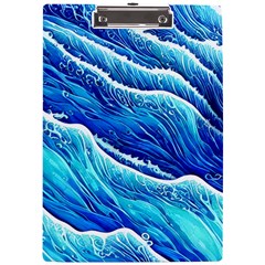 Blue Ocean Wave Watercolor A4 Acrylic Clipboard by GardenOfOphir