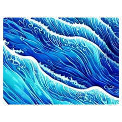 Blue Ocean Wave Watercolor One Side Premium Plush Fleece Blanket (extra Small)