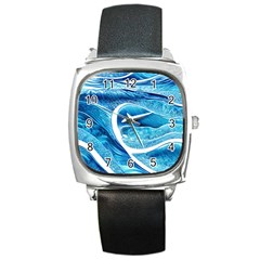 Blue Wave Square Metal Watch by GardenOfOphir