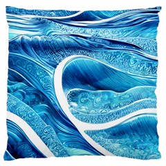 Blue Wave Standard Premium Plush Fleece Cushion Case (one Side) by GardenOfOphir