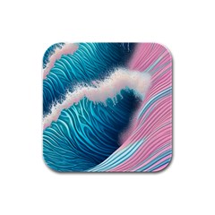 Pink Sea Water Rubber Square Coaster (4 Pack) by GardenOfOphir