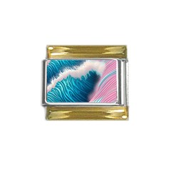 Pink Sea Water Gold Trim Italian Charm (9mm)