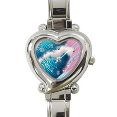 Pink Sea Water Heart Italian Charm Watch by GardenOfOphir