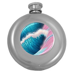 Pink Sea Water Round Hip Flask (5 Oz) by GardenOfOphir