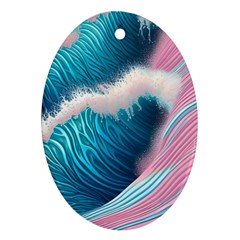 Pink Sea Water Oval Ornament (two Sides) by GardenOfOphir