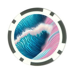 Pink Sea Water Poker Chip Card Guard by GardenOfOphir