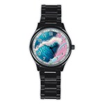 Pink Sea Water Stainless Steel Round Watch Front