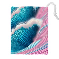 Pink Sea Water Drawstring Pouch (5xl) by GardenOfOphir