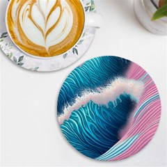 Pink Sea Water Uv Print Round Tile Coaster by GardenOfOphir