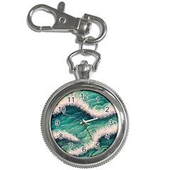 Blue Wave Pattern Key Chain Watches by GardenOfOphir