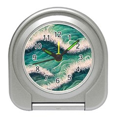 Blue Wave Pattern Travel Alarm Clock by GardenOfOphir