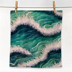 Blue Wave Pattern Face Towel by GardenOfOphir