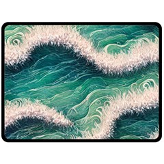 Blue Wave Pattern One Side Fleece Blanket (large) by GardenOfOphir