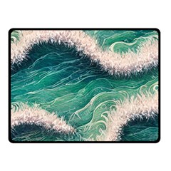 Blue Wave Pattern One Side Fleece Blanket (small) by GardenOfOphir