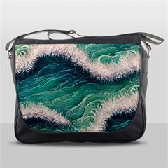 Blue Wave Pattern Messenger Bag by GardenOfOphir