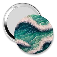 Blue Wave Pattern 3  Handbag Mirrors by GardenOfOphir