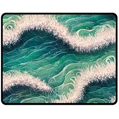 Blue Wave Pattern Fleece Blanket (medium) by GardenOfOphir