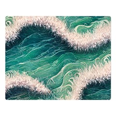 Blue Wave Pattern Premium Plush Fleece Blanket (large) by GardenOfOphir