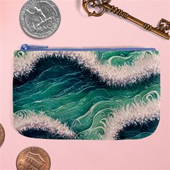 Blue Wave Pattern Large Coin Purse by GardenOfOphir