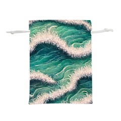 Blue Wave Pattern Lightweight Drawstring Pouch (m) by GardenOfOphir