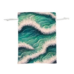 Blue Wave Pattern Lightweight Drawstring Pouch (l) by GardenOfOphir