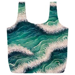 Blue Wave Pattern Full Print Recycle Bag (xxl) by GardenOfOphir