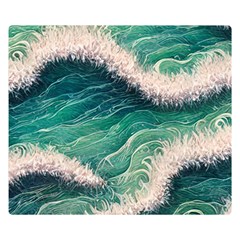 Blue Wave Pattern One Side Premium Plush Fleece Blanket (small) by GardenOfOphir