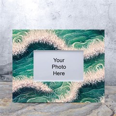 Blue Wave Pattern White Tabletop Photo Frame 4 x6  by GardenOfOphir