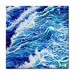 Abstract Blue Wave Tile Coaster Front