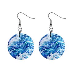 Abstract Blue Wave Mini Button Earrings by GardenOfOphir