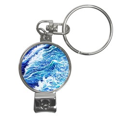 Abstract Blue Wave Nail Clippers Key Chain by GardenOfOphir