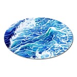 Abstract Blue Wave Oval Magnet Front