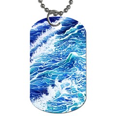 Abstract Blue Wave Dog Tag (two Sides) by GardenOfOphir