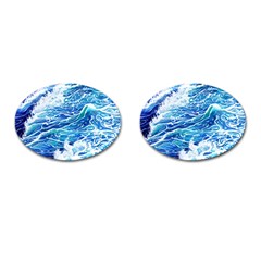 Abstract Blue Wave Cufflinks (oval) by GardenOfOphir