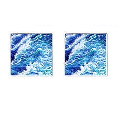 Abstract Blue Wave Cufflinks (square) by GardenOfOphir