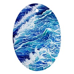 Abstract Blue Wave Oval Ornament (two Sides) by GardenOfOphir