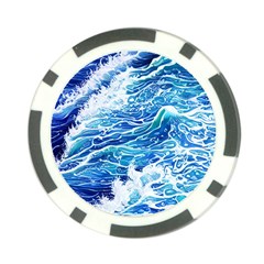 Abstract Blue Wave Poker Chip Card Guard by GardenOfOphir