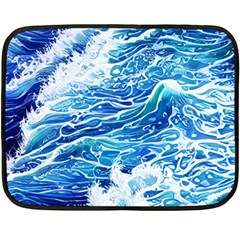 Abstract Blue Wave One Side Fleece Blanket (mini) by GardenOfOphir