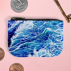 Abstract Blue Wave Mini Coin Purse by GardenOfOphir