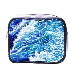 Abstract Blue Wave Mini Toiletries Bag (one Side) by GardenOfOphir