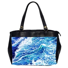 Abstract Blue Wave Oversize Office Handbag (2 Sides) by GardenOfOphir