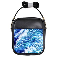 Abstract Blue Wave Girls Sling Bag by GardenOfOphir