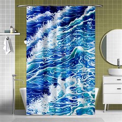 Abstract Blue Wave Shower Curtain 48  X 72  (small)  by GardenOfOphir