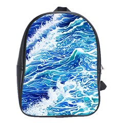 Abstract Blue Wave School Bag (xl) by GardenOfOphir