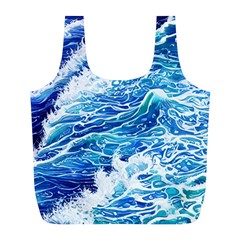 Abstract Blue Wave Full Print Recycle Bag (l) by GardenOfOphir