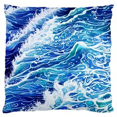 Abstract Blue Wave Standard Premium Plush Fleece Cushion Case (one Side) by GardenOfOphir