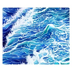 Abstract Blue Wave Premium Plush Fleece Blanket (small) by GardenOfOphir