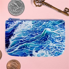 Abstract Blue Wave Large Coin Purse by GardenOfOphir